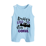 Daddy's Little Boo Bat Print Baby Button Romper - BABY BLUE - New Born (Chest 18")