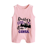 Daddy's Little Boo Bat Print Baby Button Romper - BABY PINK - New Born (Chest 18")