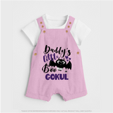 Daddy's Little Boo Bat Print Baby Dungaree - BABY PINK - 0 - 5 Months Old (Chest 18")