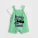 Daddy's Little Boo Bat Print Baby Dungaree - GREEN - 0 - 5 Months Old (Chest 18")