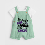 Daddy's Little Boo Bat Print Baby Dungaree - MINT GREEN - 0 - 5 Months Old (Chest 18")