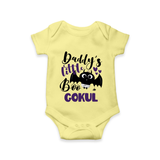 Daddy's Little Boo Bat Print Baby Romper - PASTEL YELLOW - New Born (Chest 14")