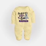 Mommy's Little Boo Ghost Print Baby Full Body Suit - PASTEL YELLOW - New Born (Chest 7.5")