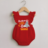 Mommy's Little Boo Ghost Print Baby Romper Frock - RED - 0 - 3 Months Old (Chest 19")