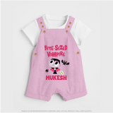 Bite-Sized Vampire Print Baby Dungaree - BABY PINK - 0 - 5 Months Old (Chest 18")