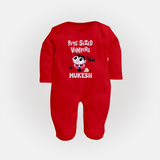 Bite-Sized Vampire Print Baby Full Body Suit - RED - New Born (Chest 7.5")