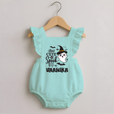 Too Cute To Spook Ghost Print Baby Romper Frock - MINT GREEN - 0 - 3 Months Old (Chest 19")