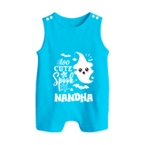 Too Cute To Spook Ghost Print Baby Button Romper - SKY BLUE - New Born (Chest 18")