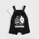 Too Cute To Spook Ghost Print Baby Dungaree - BLACK - 0 - 5 Months Old (Chest 18")