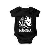 Too Cute To Spook Ghost Print Baby Romper - BLACK - New Born (Chest 14")