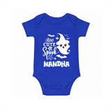 Too Cute To Spook Ghost Print Baby Romper - COBALT BLUE - New Born (Chest 14")