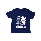 Too Cute To Spook Ghost Print Baby Tshirt - NAVY BLUE - 0-5 Months Old (Chest 17")