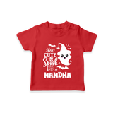 Too Cute To Spook Ghost Print Baby Tshirt - RED - 0-5 Months Old (Chest 17")
