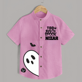 Too Cute To Spook Ghost Print Kids Shirt - BABY PINK - 0 - 6 Months Old (Chest 23")