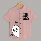 Too Cute To Spook Ghost Print Kids Shirt - PEACH - 0 - 6 Months Old (Chest 23")
