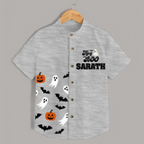Hey Boo Ghost & Bat Print Kids Shirt - GREY - 0 - 6 Months Old (Chest 23")
