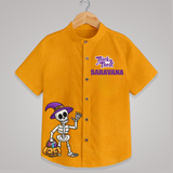Trick Or Treat Skeleton Print Kids Shirt - CHROME YELLOW - 0 - 6 Months Old (Chest 23")