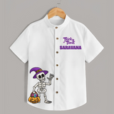 Trick Or Treat Skeleton Print Kids Shirt - WHITE - 0 - 6 Months Old (Chest 23")