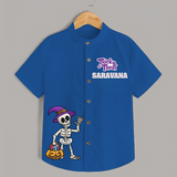 Trick Or Treat Skeleton Print Kids Shirt - COBALT BLUE - 0 - 6 Months Old (Chest 23")