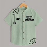 Spooky Season Spider Web Print Kids Shirt - MINT GREEN - 0 - 6 Months Old (Chest 23")