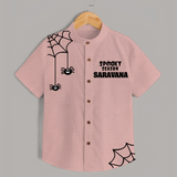 Spooky Season Spider Web Print Kids Shirt - PEACH - 0 - 6 Months Old (Chest 23")