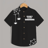 Spooky Season Spider Web Print Kids Shirt - BLACK - 0 - 6 Months Old (Chest 23")