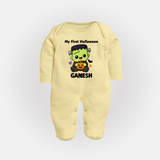 My First Little Frankenstein First Halloween Full Body Suit - PASTEL YELLOW - New Born (Chest 7.5")