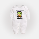 My First Little Frankenstein First Halloween Full Body Suit - WHITE - New Born (Chest 7.5")