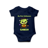 My First Little Frankenstein First Halloween Romper - NAVY BLUE - New Born (Chest 14")