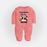 My First Vampire Pup First Halloween Full Body Suit - PEACH - New Born (Chest 7.5")