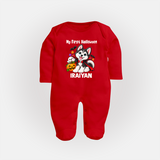 My First Vampire Pup First Halloween Full Body Suit - RED - New Born (Chest 7.5")
