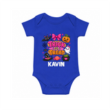 Trick or Treat Halloween Romper - COBALT BLUE - New Born (Chest 14")