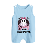Spooky Ghost Bow Halloween Romper Suit - BABY BLUE - New Born (Chest 18")