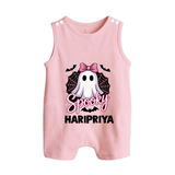 Spooky Ghost Bow Halloween Romper Suit - BABY PINK - New Born (Chest 18")