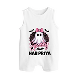 Spooky Ghost Bow Halloween Romper Suit - WHITE - New Born (Chest 18")