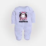 Spooky Ghost Bow Halloween Full Body Suit - BABY BLUE - New Born (Chest 7.5")