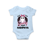 Spooky Ghost Bow Halloween Romper - BABY BLUE - New Born (Chest 14")