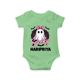 Spooky Ghost Bow Halloween Romper - GREEN - New Born (Chest 14")