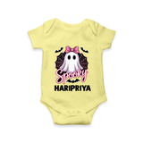 Spooky Ghost Bow Halloween Romper - PASTEL YELLOW - New Born (Chest 14")