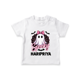 Spooky Ghost Bow Halloween T Shirt - WHITE - 0-5 Months Old (Chest 17")