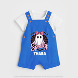 Spooky Ghost Bow Halloween Dungaree - COBALT BLUE - 0 - 5 Months Old (Chest 18")
