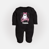 Spooky Ghost Bow Halloween Full Body Suit - BLACK - New Born (Chest 7.5")
