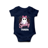 Spooky Ghost Bow Halloween Romper - NAVY BLUE - New Born (Chest 14")