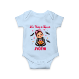 Too Cute to Spook Halloween Romper - BABY BLUE - New Born (Chest 14")