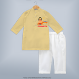 Stand out with eye-catching "Playful As Hanuman" designs of Customised  Kurta set for kids - YELLOW - 0 - 6 Months Old (Chest 22", Waist 18", Pant Length 16")