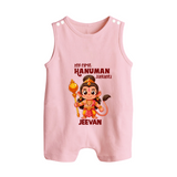 My First Hanuman Jayanti – Personalized Baby Romper Suit - BABY PINK - New Born (Chest 18")