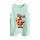 My First Hanuman Jayanti – Personalized Baby Romper Suit - MINT GREEN - New Born (Chest 18")