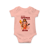 My First Hanuman Jayanti – Personalized Baby Romper - PEACH - New Born (Chest 14")