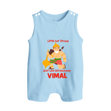 Little but Strong Just Like Bal Hanuman – Personalized Baby Romper Suit - BABY BLUE - New Born (Chest 18")