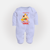 Little but Strong Just Like Bal Hanuman – Personalized Baby Fullbody Suit - BABY BLUE - New Born (Chest 7.5")